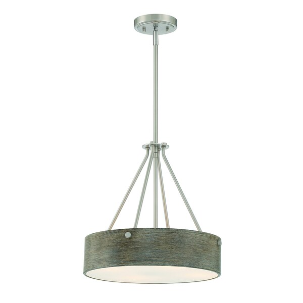 Designers Fountain Erba 60 Watt 3 Light Brushed Nickel Pendant with Grey Wood Shade D228M-16P-BN - main